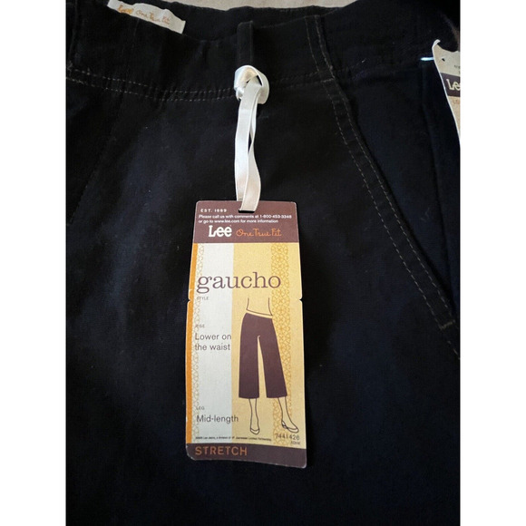 Gaucho Capri Jeans 5/6 NEW Lee Womens Black Denim Flared Casual 70's Retro Y2K - Picture 3 of 10